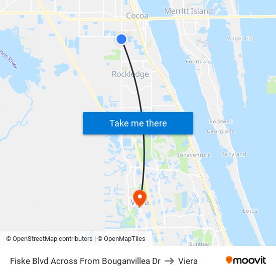 Fiske Blvd Across From Bouganvillea Dr to Viera map