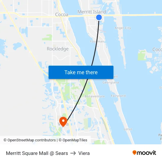Merritt Square Mall @ Sears to Viera map