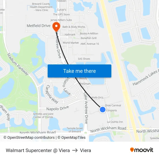Walmart Supercenter @ Viera to Viera map