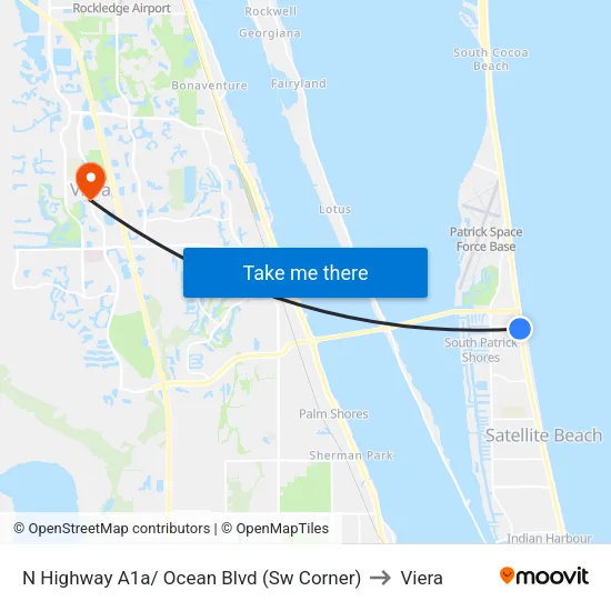 N Highway A1a/ Ocean Blvd (Sw Corner) to Viera map