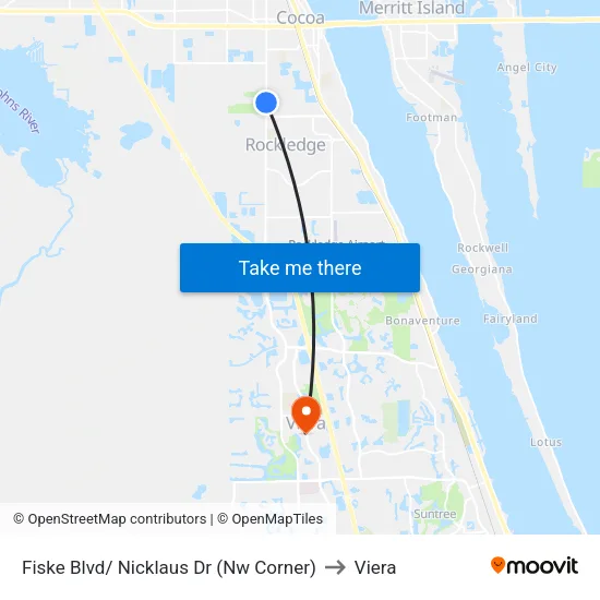 Fiske Blvd/ Nicklaus Dr (Nw Corner) to Viera map
