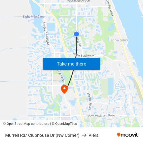 Murrell Rd/ Clubhouse Dr (Nw Corner) to Viera map
