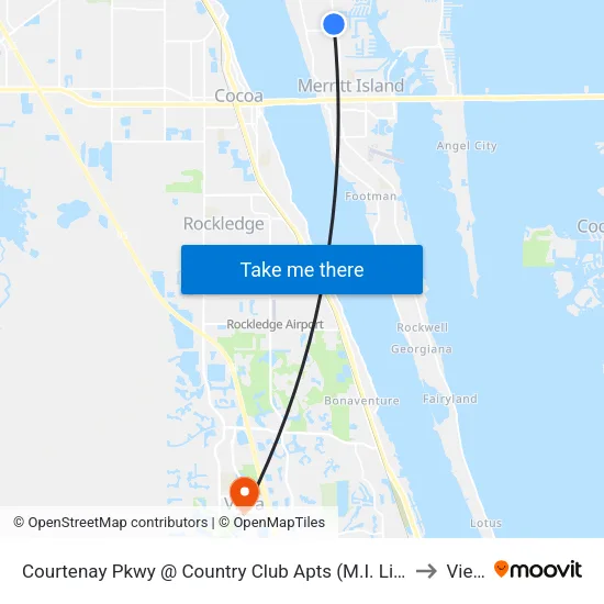 Courtenay Pkwy @ Country Club Apts (M.I. Library) to Viera map