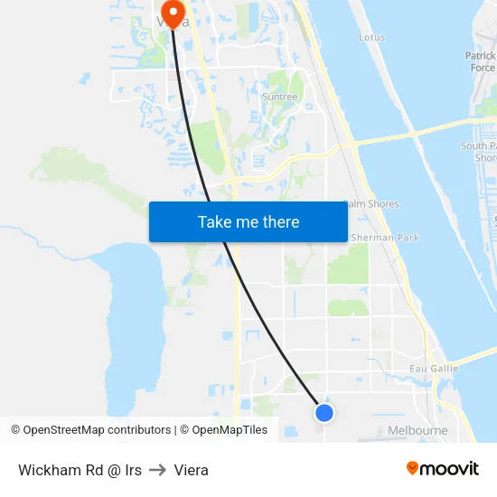 Wickham Rd @ Irs to Viera map