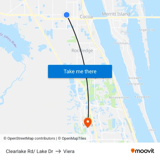 Clearlake Rd/ Lake Dr to Viera map