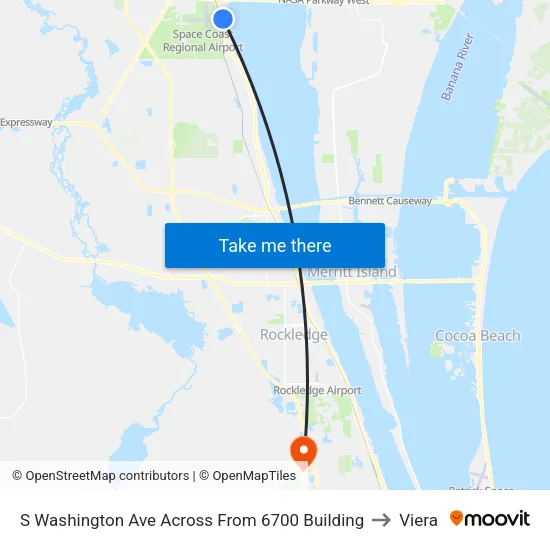 S Washington Ave Across From 6700 Building to Viera map