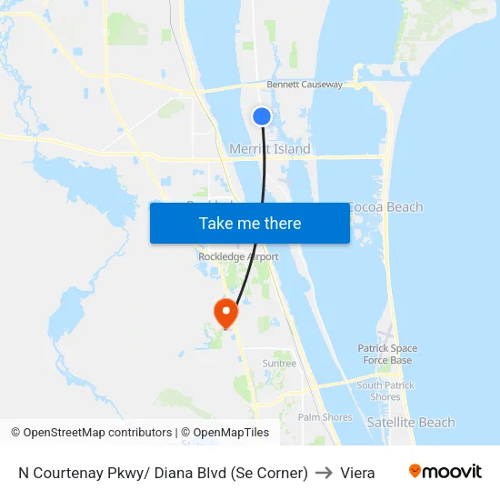 N Courtenay Pkwy/ Diana Blvd (Se Corner) to Viera map
