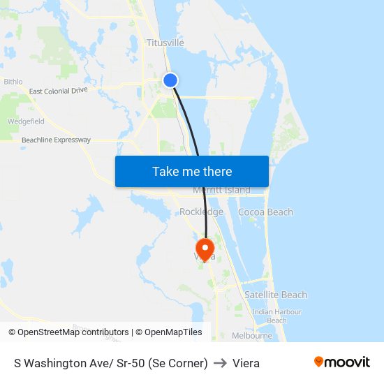 S Washington Ave/ Sr-50 (Se Corner) to Viera map