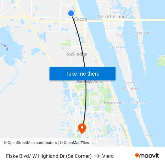 Fiske Blvd/ W Highland Dr (Se Corner) to Viera map