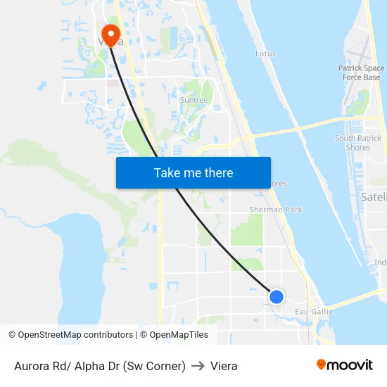 Aurora Rd/ Alpha Dr (Sw Corner) to Viera map