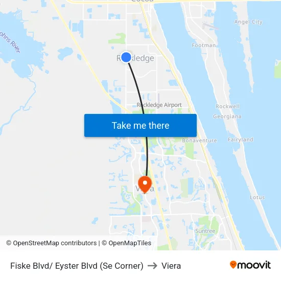 Fiske Blvd/ Eyster Blvd (Se Corner) to Viera map