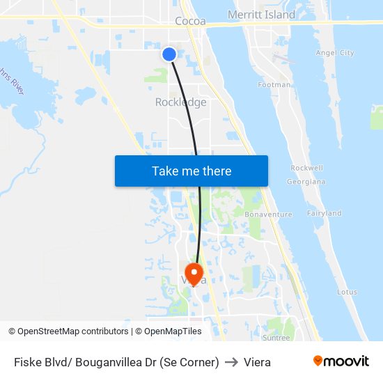 Fiske Blvd/ Bouganvillea Dr (Se Corner) to Viera map