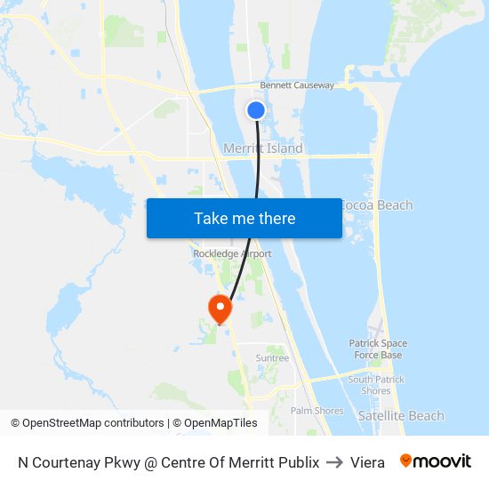 N Courtenay Pkwy @ Centre Of Merritt Publix to Viera map