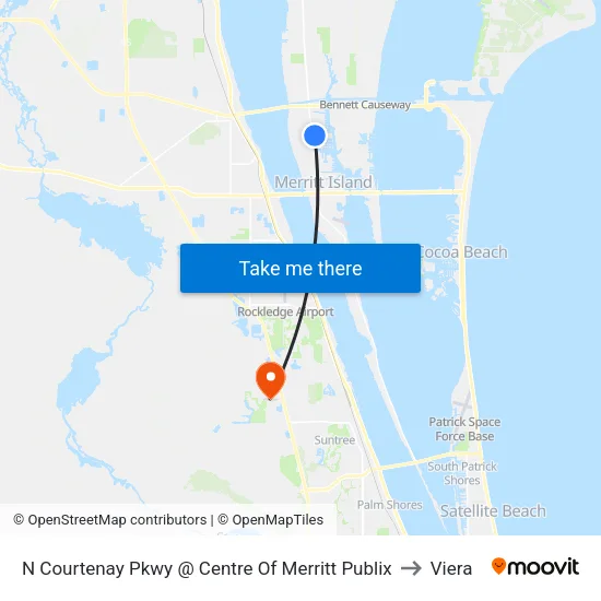 N Courtenay Pkwy @ Centre Of Merritt Publix to Viera map