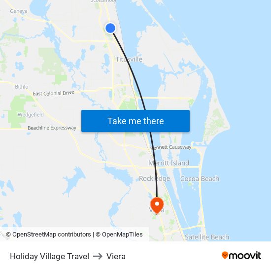 Holiday Village Travel to Viera map