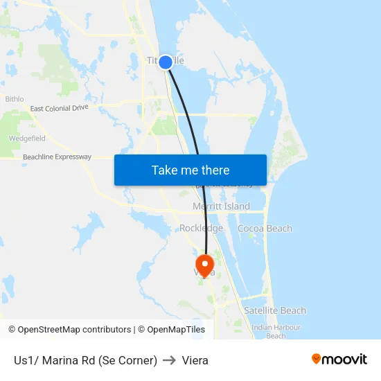 Us1/ Marina Rd (Se Corner) to Viera map