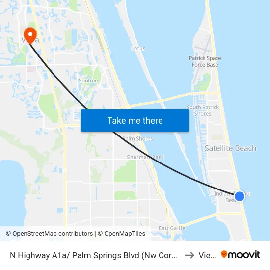 N Highway A1a/ Palm Springs Blvd (Nw Corner) to Viera map
