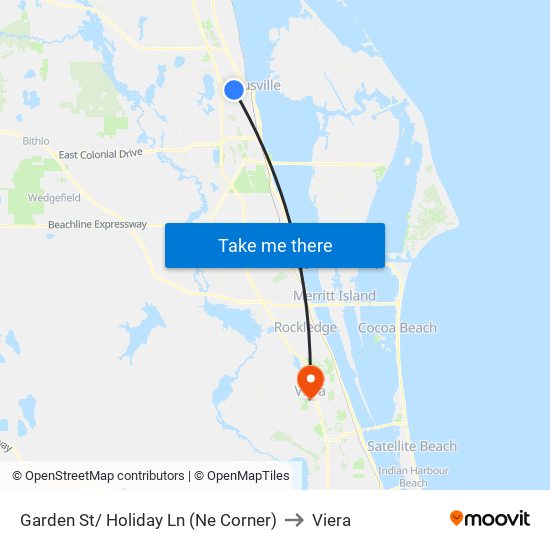 Garden St/ Holiday Ln (Ne Corner) to Viera map