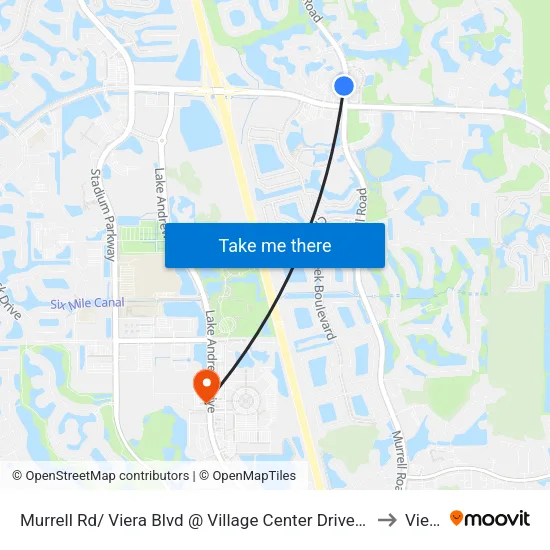 Murrell Rd/ Viera Blvd @ Village Center Driveway to Viera map