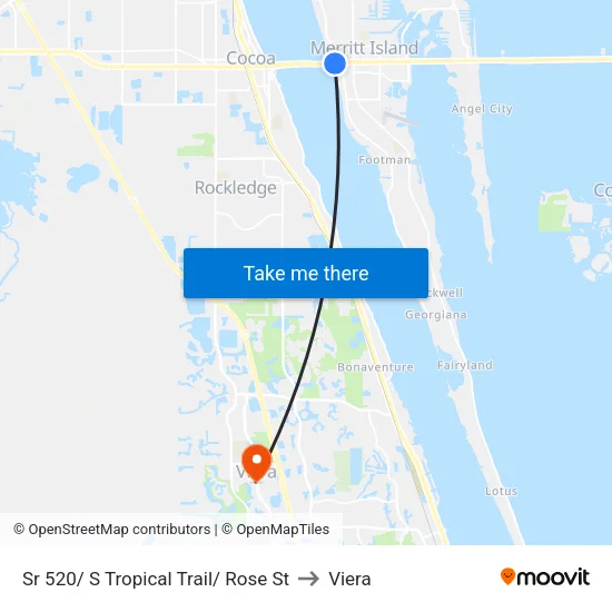Sr 520/ S Tropical Trail/ Rose St to Viera map