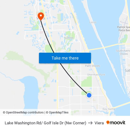 Lake Washington Rd/ Golf Isle Dr (Nw Corner) to Viera map