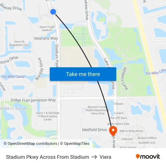 Stadium Pkwy Across From Stadium to Viera map