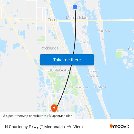 N Courtenay Pkwy @ Mcdonalds to Viera map