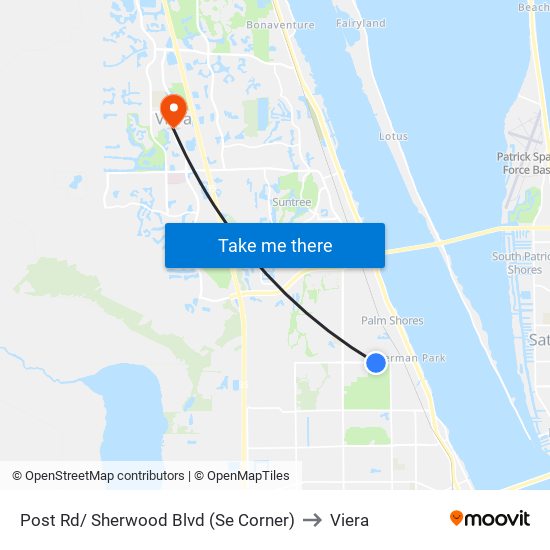 Post Rd/ Sherwood Blvd (Se Corner) to Viera map