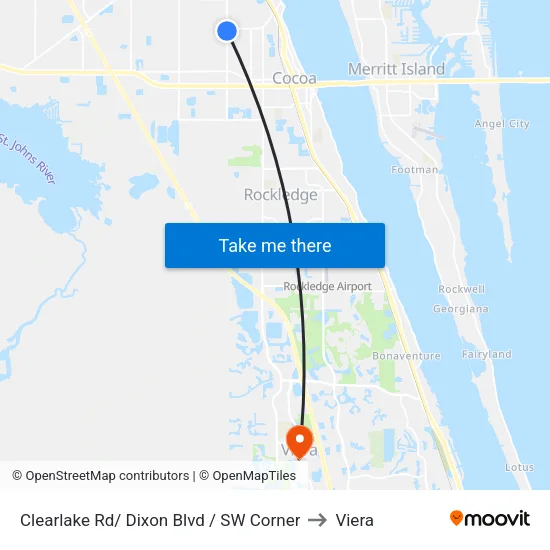 Clearlake Rd/ Dixon Blvd / SW Corner to Viera map