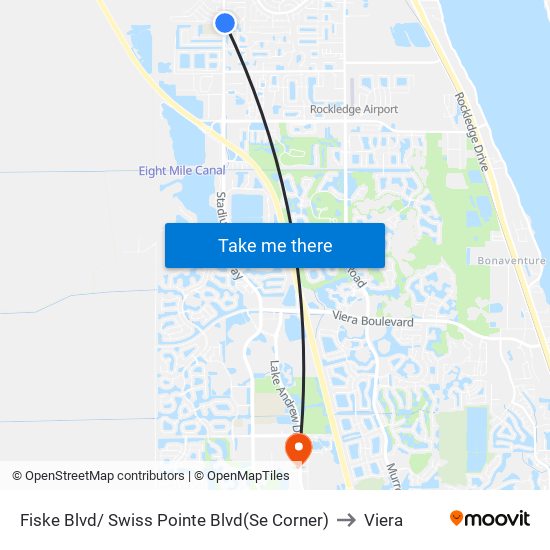 Fiske Blvd/ Swiss Pointe Blvd(Se Corner) to Viera map