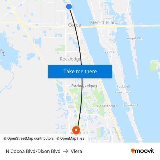 N Cocoa Blvd/Dixon Blvd to Viera map