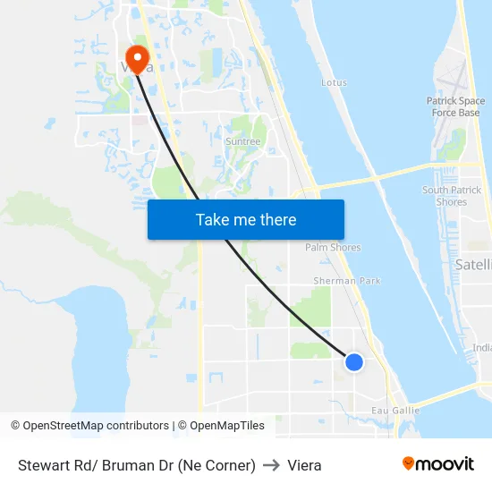 Stewart Rd/ Bruman Dr (Ne Corner) to Viera map