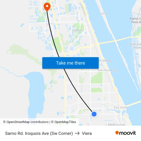 Sarno Rd. Iroquois Ave (Sw Corner) to Viera map