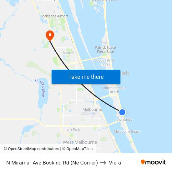 N Miramar Ave Boskind Rd (Ne Corner) to Viera map