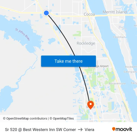 Sr 520 @ Best Western Inn SW Corner to Viera map