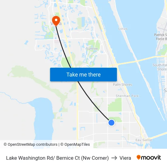 Lake Washington Rd/ Bernice Ct (Nw Corner) to Viera map