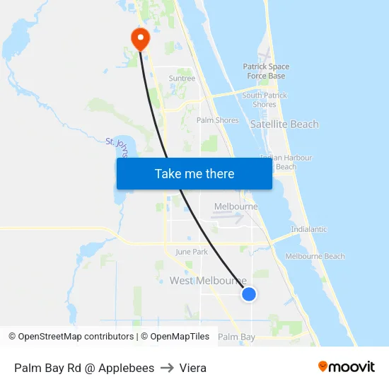 Palm Bay Rd @ Applebees to Viera map