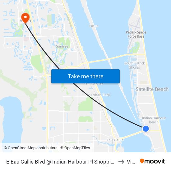 E Eau Gallie Blvd @ Indian Harbour Pl Shopping Center to Viera map