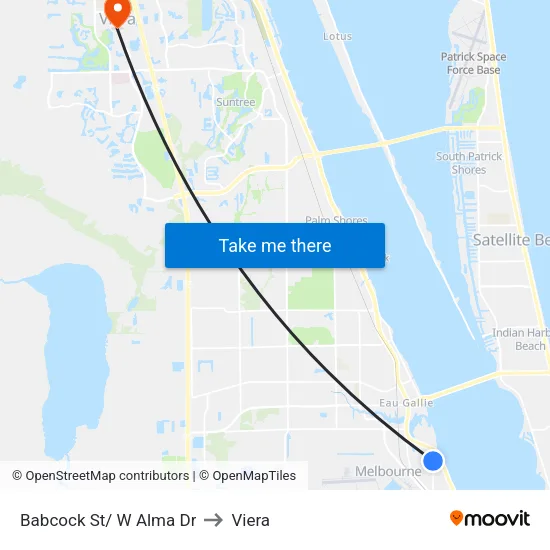 Babcock St/ W Alma Dr to Viera map