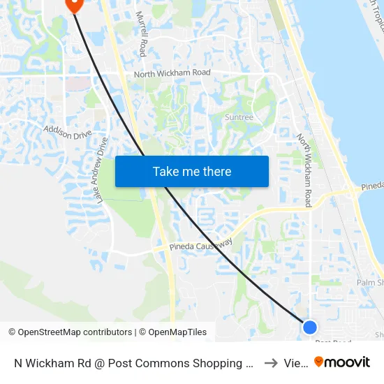 N Wickham Rd @ Post Commons Shopping Center to Viera map