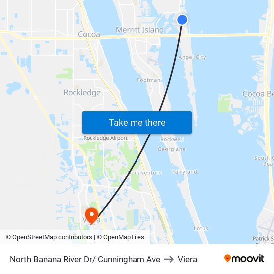 North Banana River Dr/ Cunningham Ave to Viera map