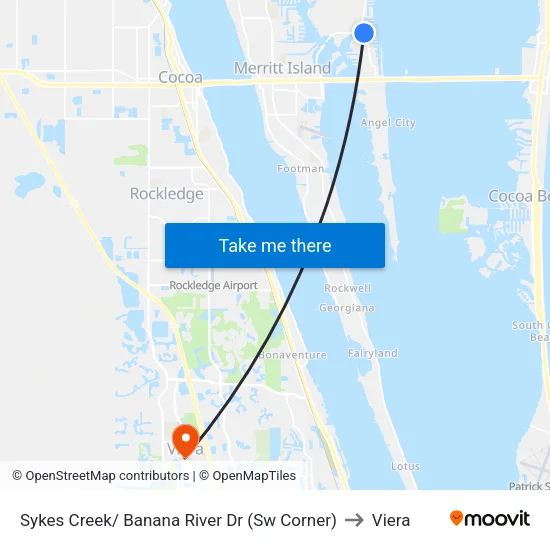 Sykes Creek/ Banana River Dr (Sw Corner) to Viera map