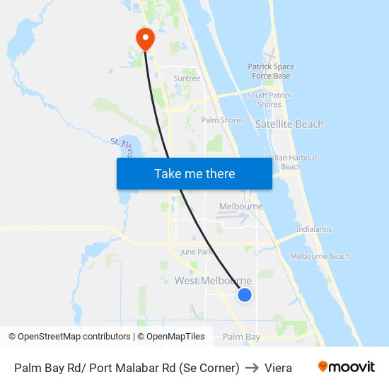 Palm Bay Rd/ Port Malabar Rd (Se Corner) to Viera map