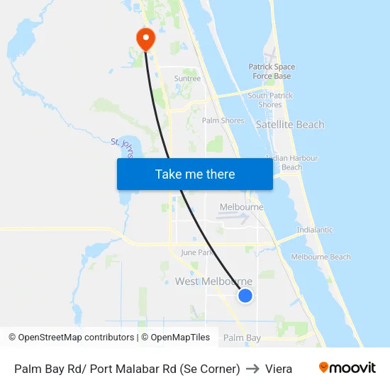Palm Bay Rd/ Port Malabar Rd (Se Corner) to Viera map
