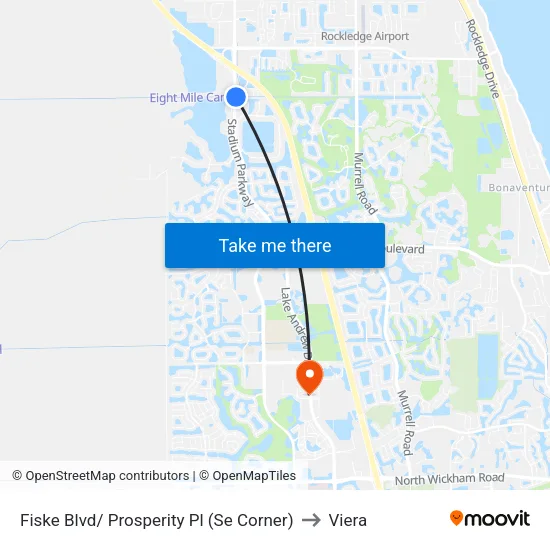Fiske Blvd/ Prosperity Pl (Se Corner) to Viera map