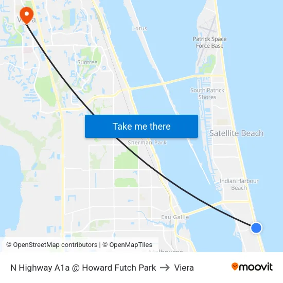 N Highway A1a @ Howard Futch Park to Viera map