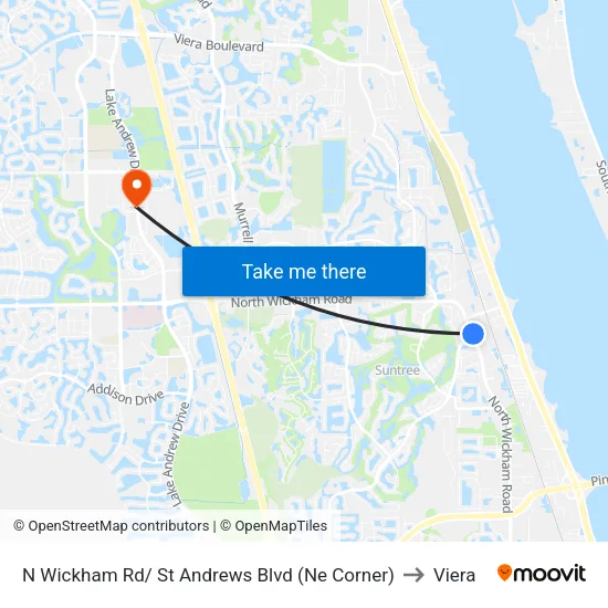 N Wickham Rd/ St Andrews Blvd (Ne Corner) to Viera map
