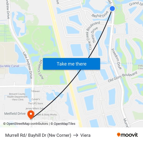 Murrell Rd/ Bayhill Dr (Nw Corner) to Viera map