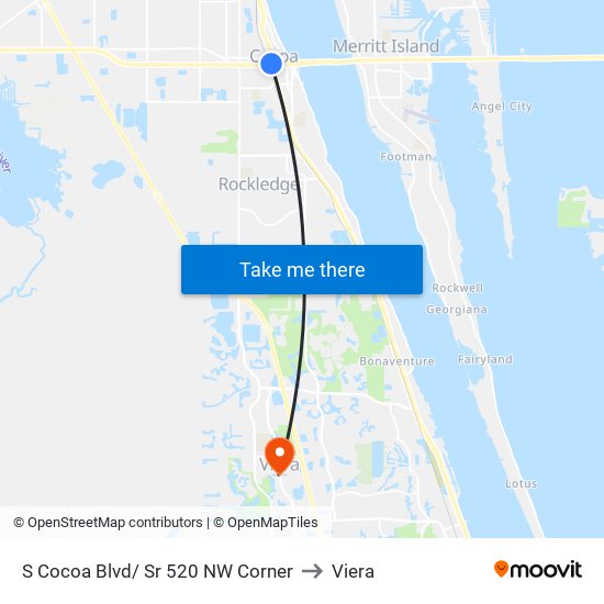 S Cocoa Blvd/ Sr 520 NW Corner to Viera map