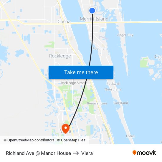 Richland Ave @ Manor House to Viera map